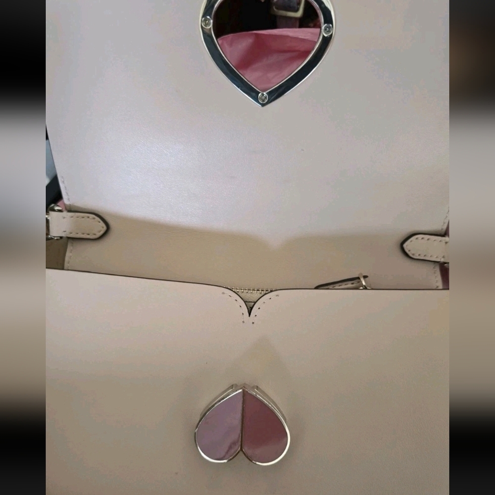 Kate Spade NY Nicola Twistlock Small Flap Crossbody Bag Pink Gold Heart - Picture 6 of 11